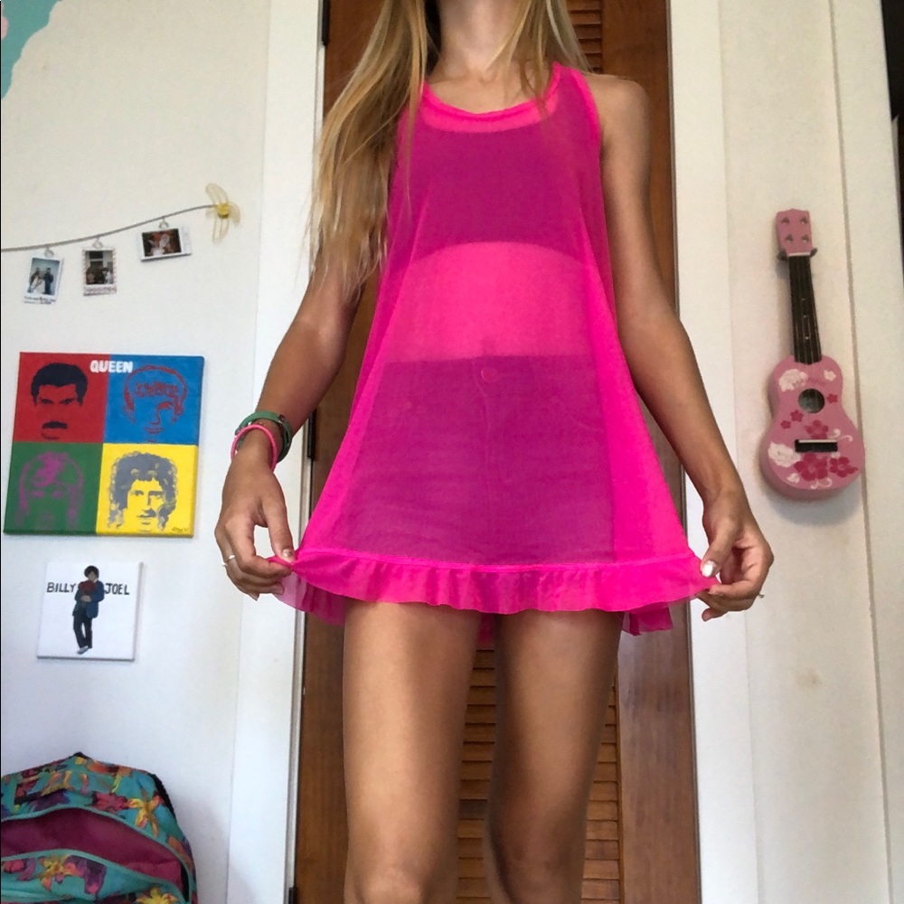 🌸Hot Pink Mesh Swimsuit Cover🌸